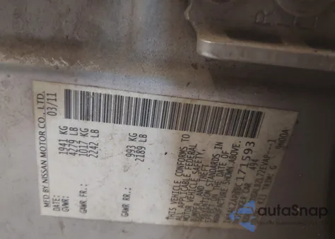 2011 Nissan Altima 2.5 S из США, поврежденный, VIN 1N4AL2AP3BC171593